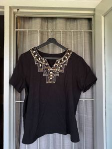 Embellished Black Kurta Top