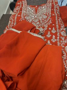 Embroidered Orange &amp; Purple Lehenga Choli Set