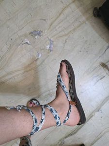 🌿 Printed Tie-Up Flats |UK 6|Boho Cotton Sandals
