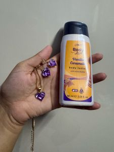 Plum Lilac Love Jewellery set and Body lotion Duo