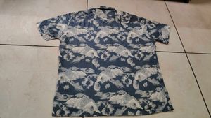 Retro Mountain Print Button-Up Shirt