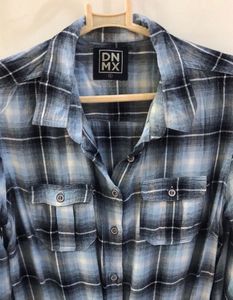 Blue Plaid Checks Shirt Dress For Women