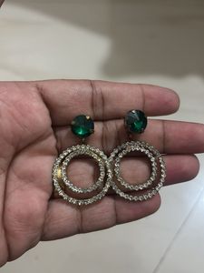 Elegant Emerald &amp; Crystal Hoop Earrings