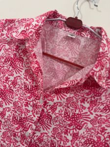 Red &amp; White Printed Button-Up Top