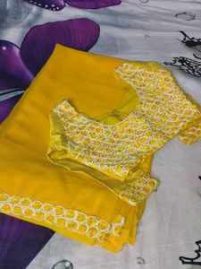Yellow Saree with Embellished Blouse