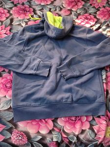 Men's Blue Hooded Zip-Up Sweatshirt