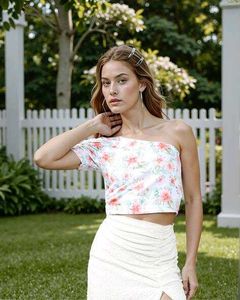 SHEIN Floral One-Shoulder Top Combo