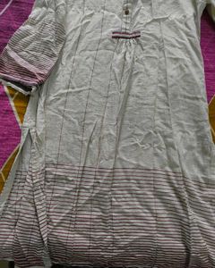BIBA maroon Striped khadi Cotton Kurta