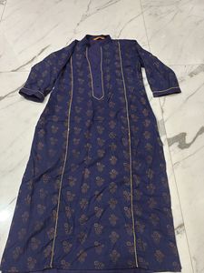 Elegant Navy Blue Printed Kurta