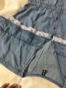 Stylish Denim Top with Lace