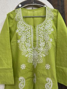 Lime Green Embroidered Kurta