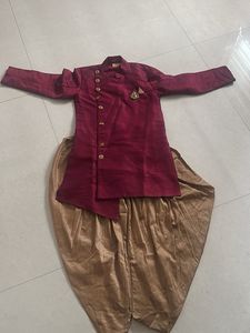 Maroon Ethnic Kurta Dhoti Set