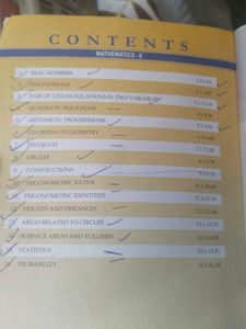 Mathematics - X Textbook Contents