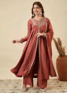 Colors of earth flared Anarkali Set