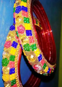 Colorful Decorated Bangles (Set of 2)