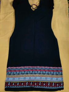 Stylish Black Dress with Bohemian Border