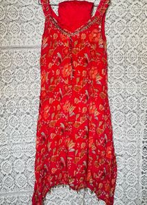 Red Floral Kurta Set