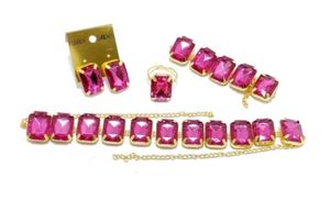 Rani dark pink stone gold Plated Combo Choker Set