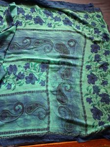 Beautiful Blue &amp; Green Floral Saree