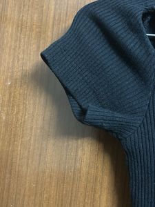 Black Ribbed Cut-Out Dress