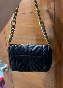 zara Quilted Black Chain Shoulder Bag