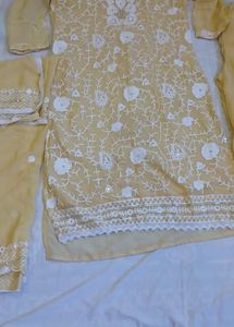Creamy Light Yellow Suit Garara