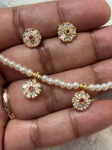 pearl mala with earrings