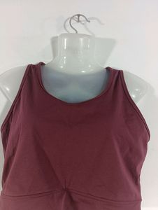 Burgundy Casual Active Crop Top (Women)
