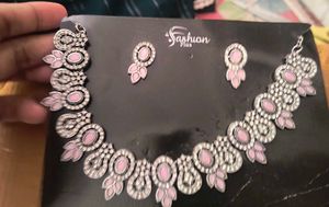 Pink Stone Necklace &amp; Earring Set