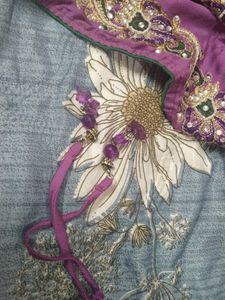 Elegant Purple Embroidered heavy Saree