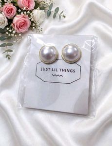 💖 JUST LIL THINGS Pearl Stud Earrings - Korean Mi