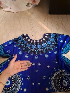 Blue kaftan dress with jhumka set