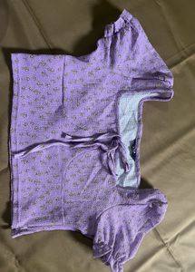 Cute Purple Floral Crop Top