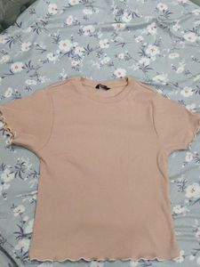 Cute Ribbed Lettuce Hem T-Shirt