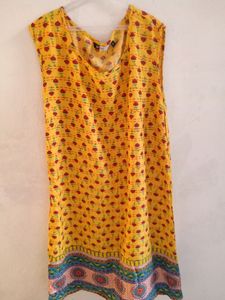 Yellow Printed Kurti