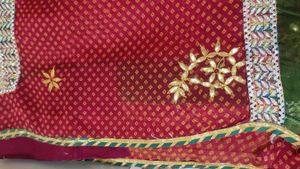 Bandhni Gotta Patti Work saree