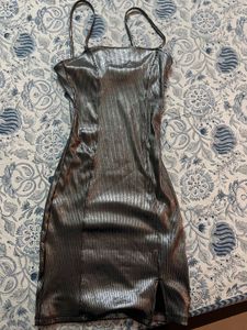 H&amp;M Divided Metallic Silver Mini Dress 🪩🖤
