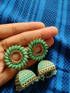 Elegant Green Jhumka Earrings