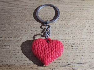 Red Knitted Heart Keychain