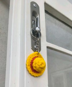 Handmade Crochet Straw Hat Keychain