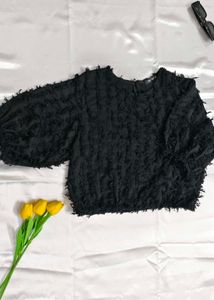 Textured Black Blouse