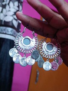 Boho Mirror Coin Dangle Earrings