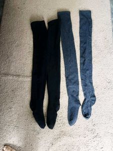 Lot of 2 Pairs Thigh High Socks