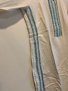 Pure Cotton White Kurti Light Embroidered