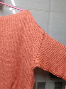Coral Boat Neck Knit Sweater