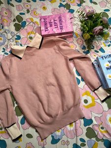 Pink Collared Knit Sweater