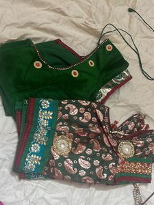 Beautiful Net And Brocade Lehanga With 2 Blouses