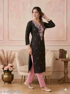 Elegant Black Kurta Set with Pink Dupatta