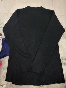Black Ribbed Long Sleeve Top