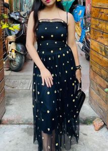 Chic Black floral Mesh Dress